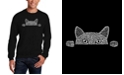 LA Pop Art Men's Peeking Cat Word Art Crewneck Sweatshirt